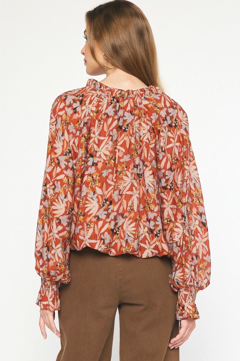 Fall Floral Tie Top