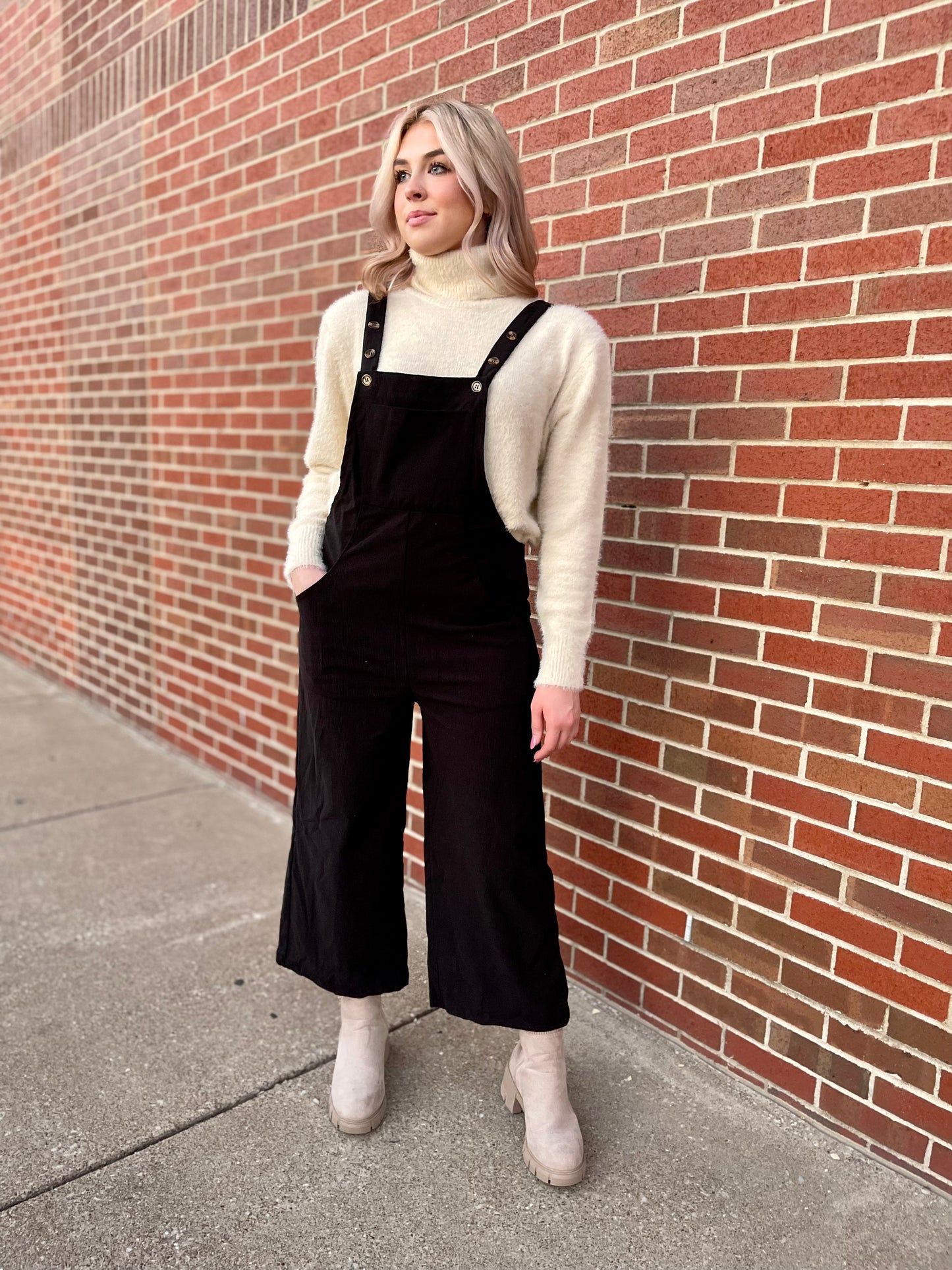 Corduroy Adjustable Wide Leg Overalls