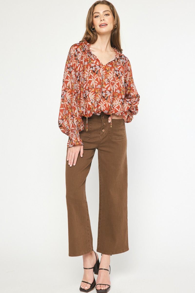 Fall Floral Tie Top