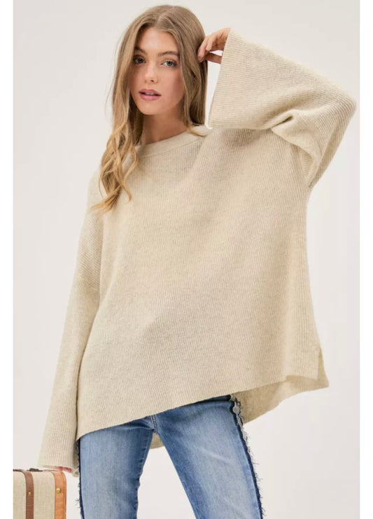 Dropped Shoulders Voluminous Sleeve Sweater