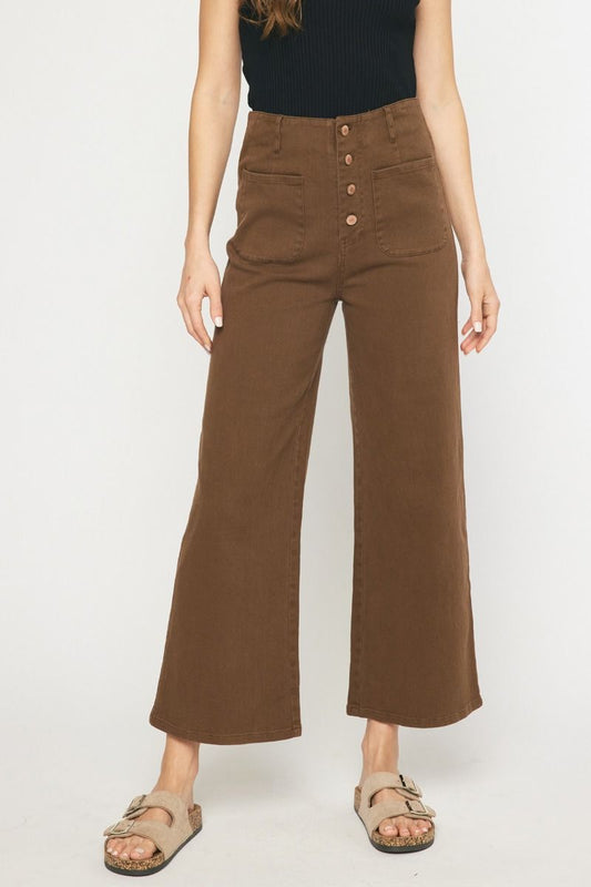 Brown High Waisted Wide Leg Pant