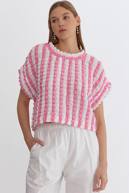 Pink Stripe Bubble Top