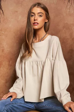 Casual Solid Long Sleeve Round Neck Knit Top