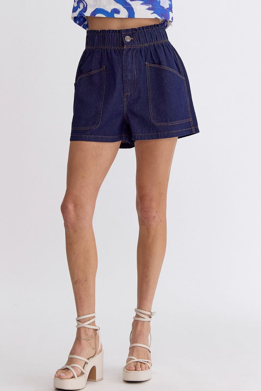 Dark Denim High Waisted Shorts